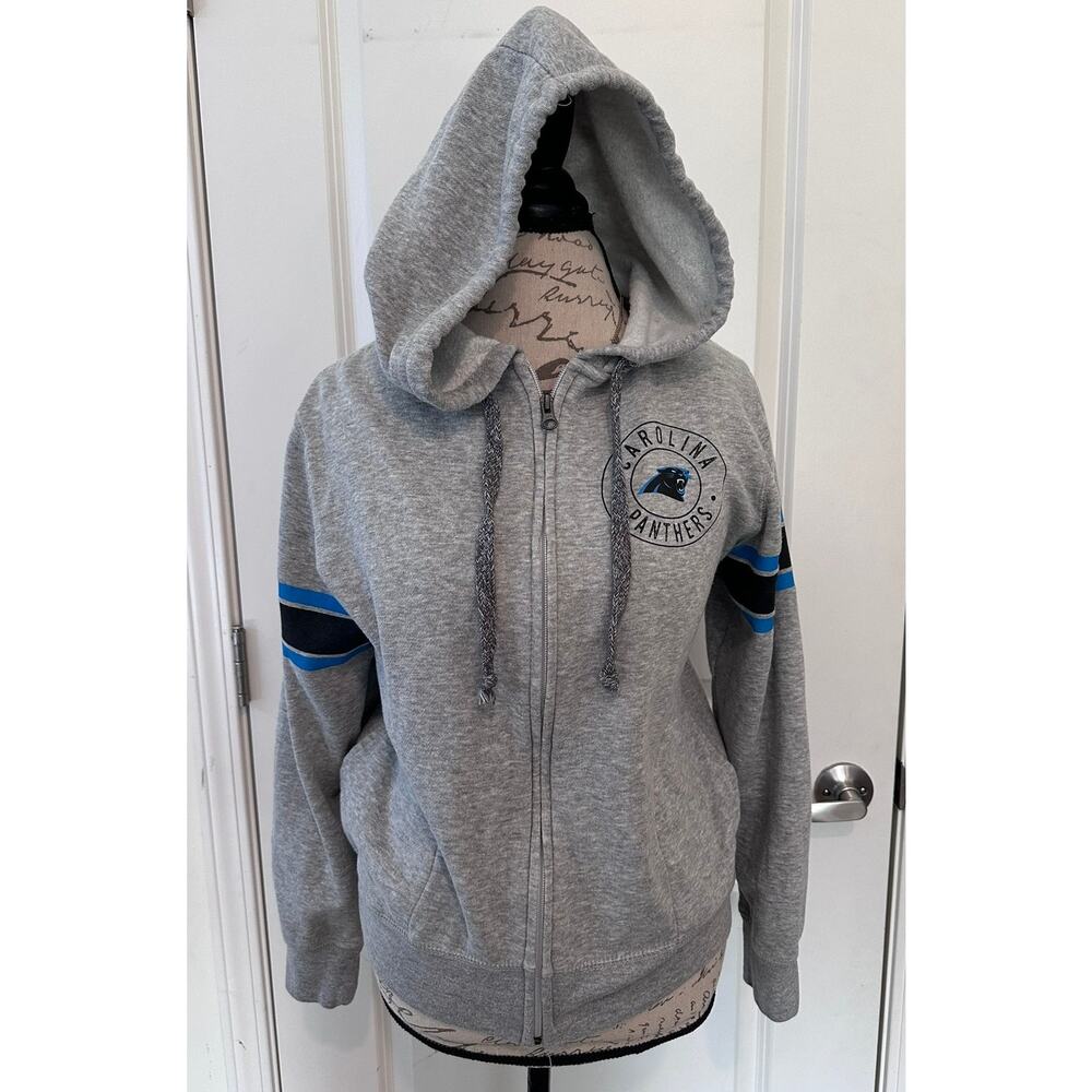 Panthers NFL Juniors sz XL Girl's Zip Up Fleece Hoodie Glitter Detail on Helmet